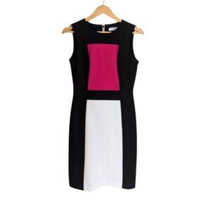 Elegant Black, Pink, and White Sleeveless Dress
